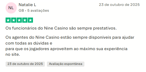 Avaliação de cliente Nine Casino